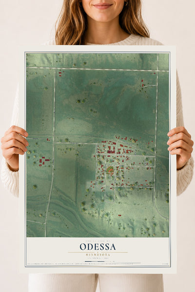 Map of Odessa, Minnesota, 18 x 24 inch unframed archival matte print