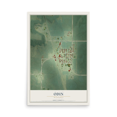 Map of Odin, Minnesota, 12 x 18 inch unframed archival matte print