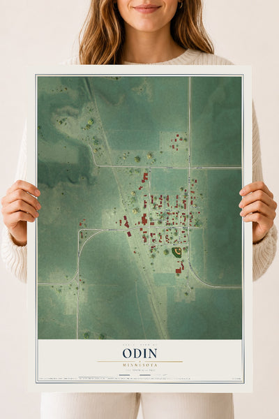 Map of Odin, Minnesota, 18 x 24 inch unframed archival matte print