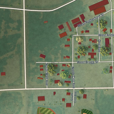 Second close-up of the map of Ogilvie, Minnesota print showing more streets and buildings