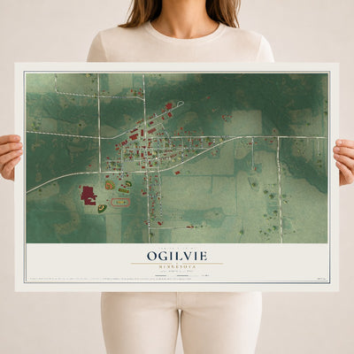 Map of Ogilvie, Minnesota, 18 x 24 inch unframed archival matte print