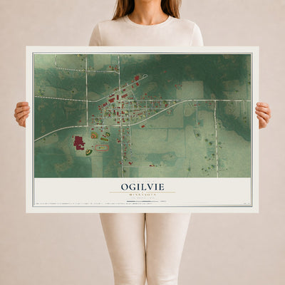Map of Ogilvie, Minnesota, 24 x 36 inch unframed archival matte print