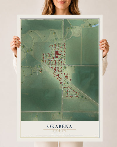 Map of Okabena, Minnesota, 24 x 36 inch unframed archival matte print