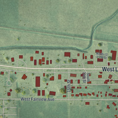 Second close-up of the map of Olivia, Minnesota print showing more streets and buildings