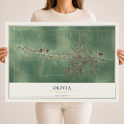 Map of Olivia, Minnesota, 18 x 24 inch unframed archival matte print