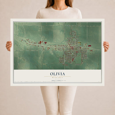 Map of Olivia, Minnesota, 24 x 36 inch unframed archival matte print