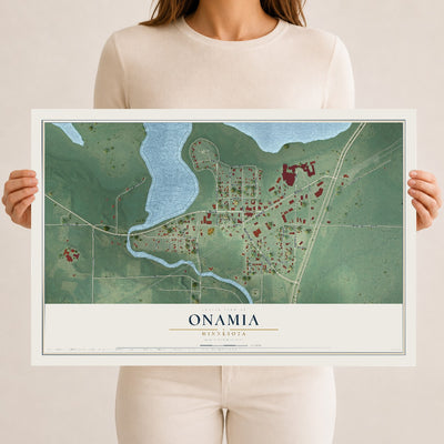 Map of Onamia, Minnesota, 12 x 18 inch unframed archival matte print