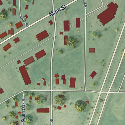 Second close-up of the map of Onamia, Minnesota print showing more streets and buildings
