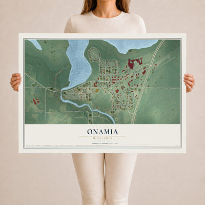 Map of Onamia, Minnesota, 24 x 36 inch unframed archival matte print