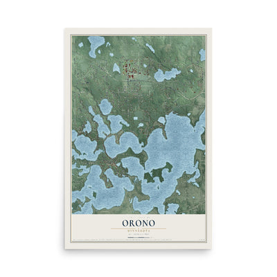 Map of Orono, Minnesota, 12 x 18 inch unframed archival matte print