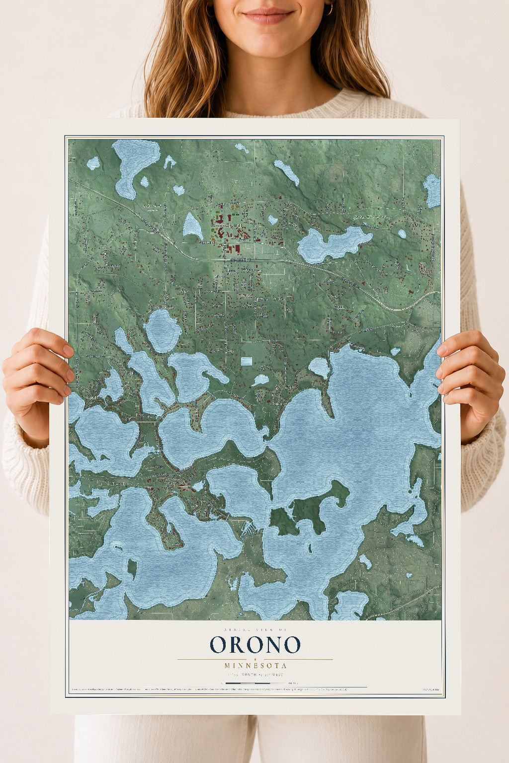 Map of Orono, Minnesota, 18 x 24 inch unframed archival matte print