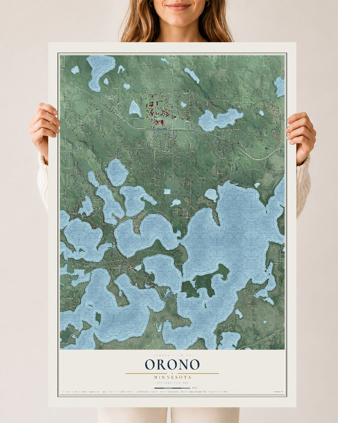 Map of Orono, Minnesota, 24 x 36 inch unframed archival matte print