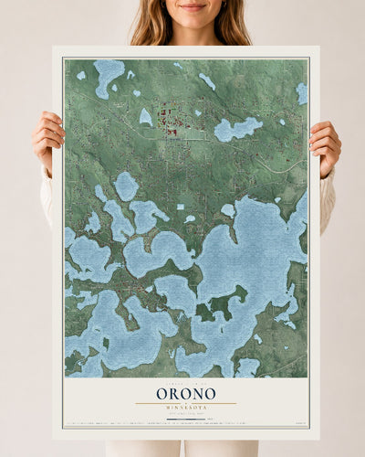 Map of Orono, Minnesota, 24 x 36 inch unframed archival matte print