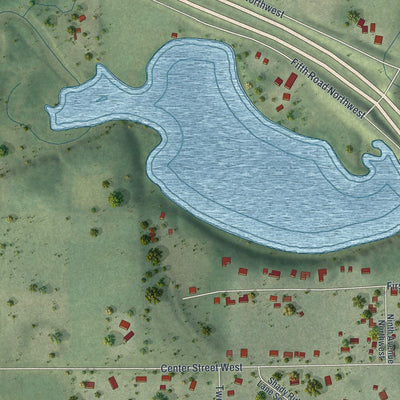 Second close-up of the map of Oronoco, Minnesota print showing more streets and buildings