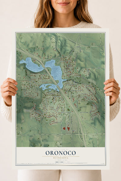 Map of Oronoco, Minnesota, 18 x 24 inch unframed archival matte print