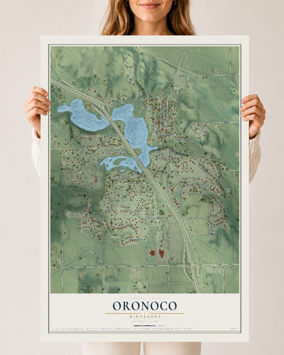 Map of Oronoco, Minnesota, 24 x 36 inch unframed archival matte print