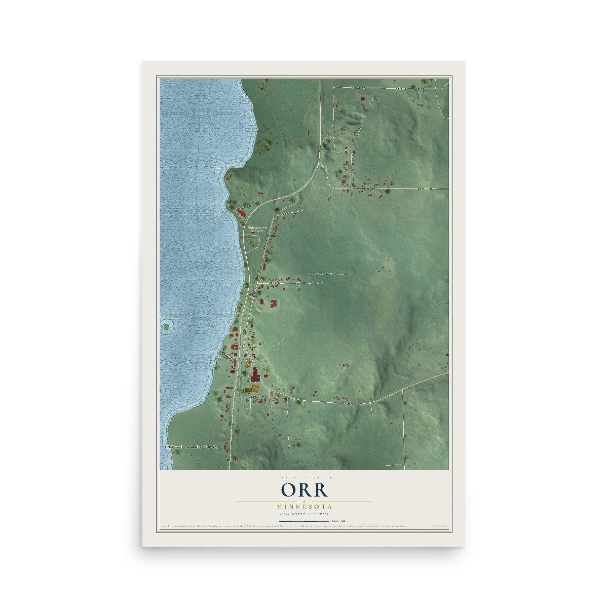 Map of Orr, Minnesota, 12 x 18 inch unframed archival matte print