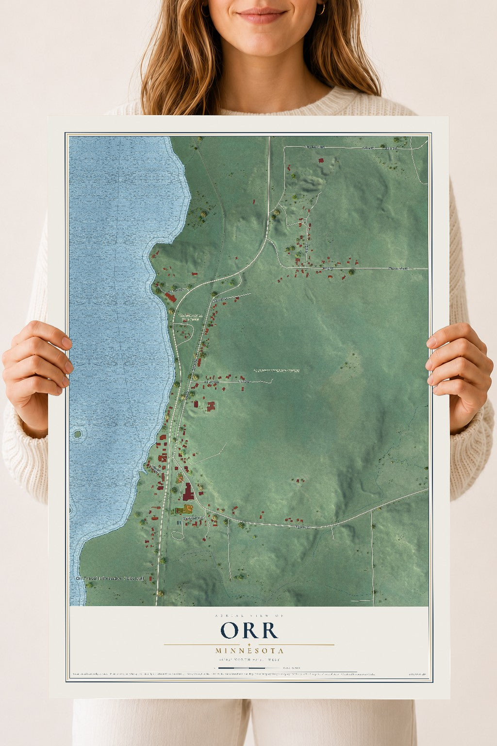 Map of Orr, Minnesota, 18 x 24 inch unframed archival matte print