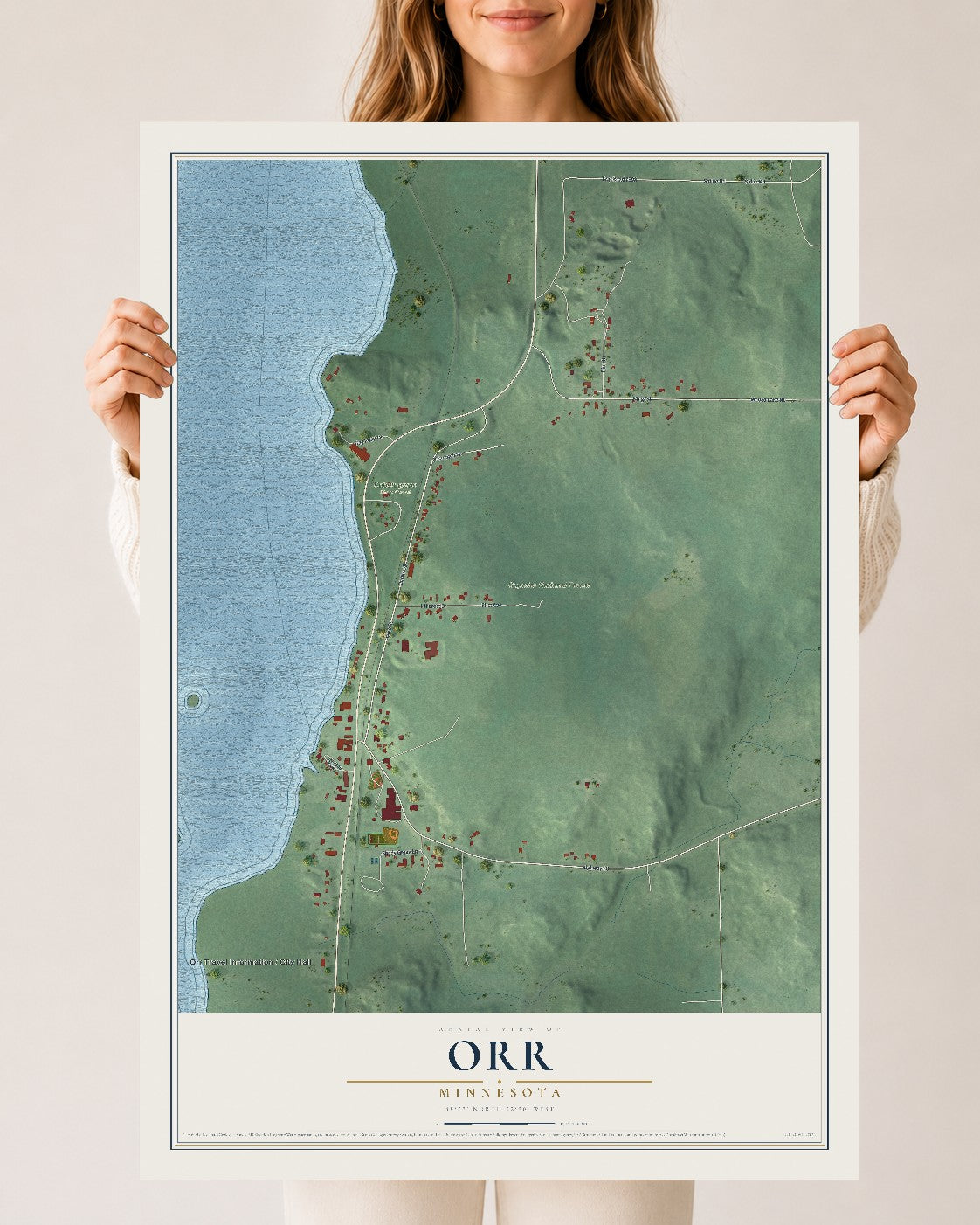 Map of Orr, Minnesota, 24 x 36 inch unframed archival matte print