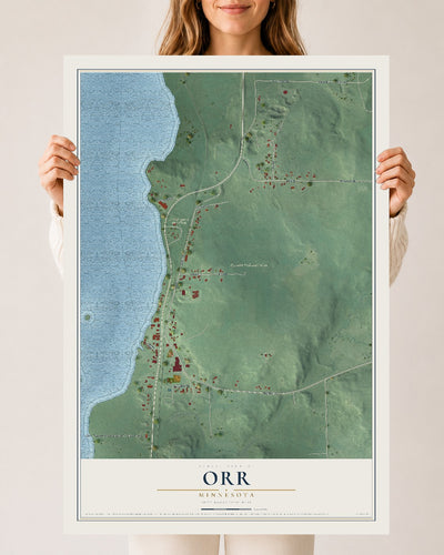Map of Orr, Minnesota, 24 x 36 inch unframed archival matte print