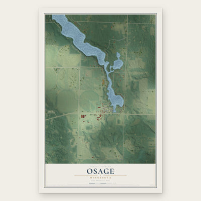 Osage, Minnesota map print, the full design