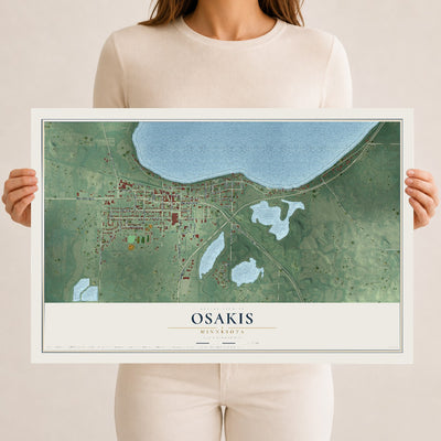 Map of Osakis, Minnesota, 12 x 18 inch unframed archival matte print