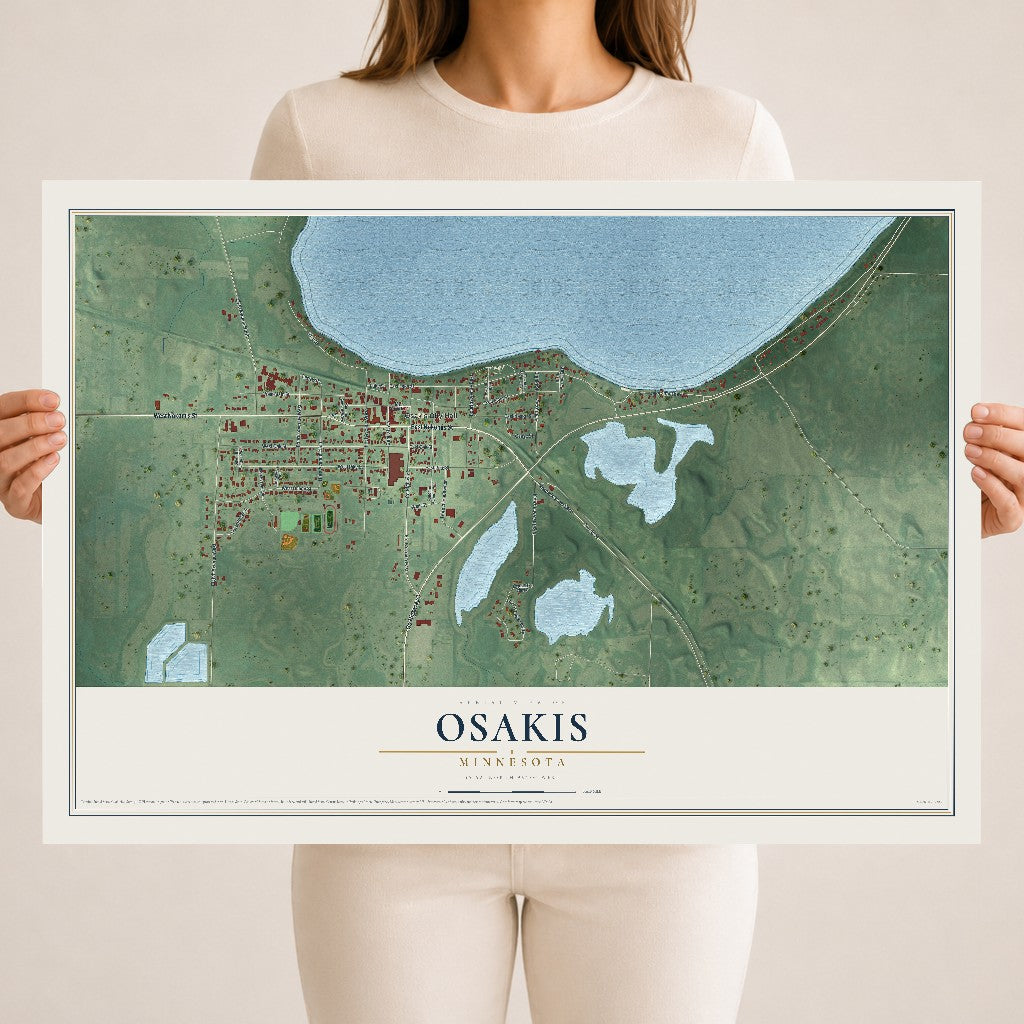 Map of Osakis, Minnesota, 18 x 24 inch unframed archival matte print