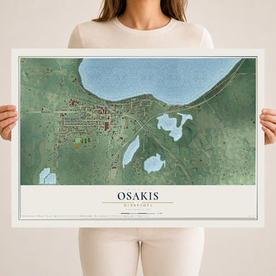 Map of Osakis, Minnesota, 18 x 24 inch unframed archival matte print