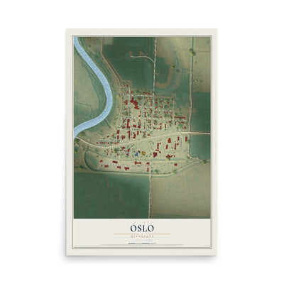 Map of Oslo, Minnesota, 12 x 18 inch unframed archival matte print