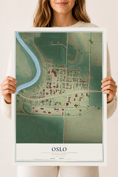 Map of Oslo, Minnesota, 18 x 24 inch unframed archival matte print