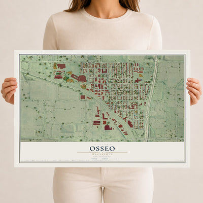 Map of Osseo, Minnesota, 12 x 18 inch unframed archival matte print