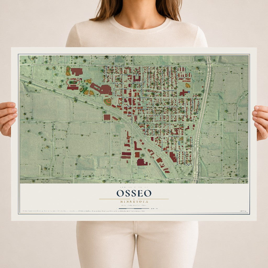 Map of Osseo, Minnesota, 18 x 24 inch unframed archival matte print