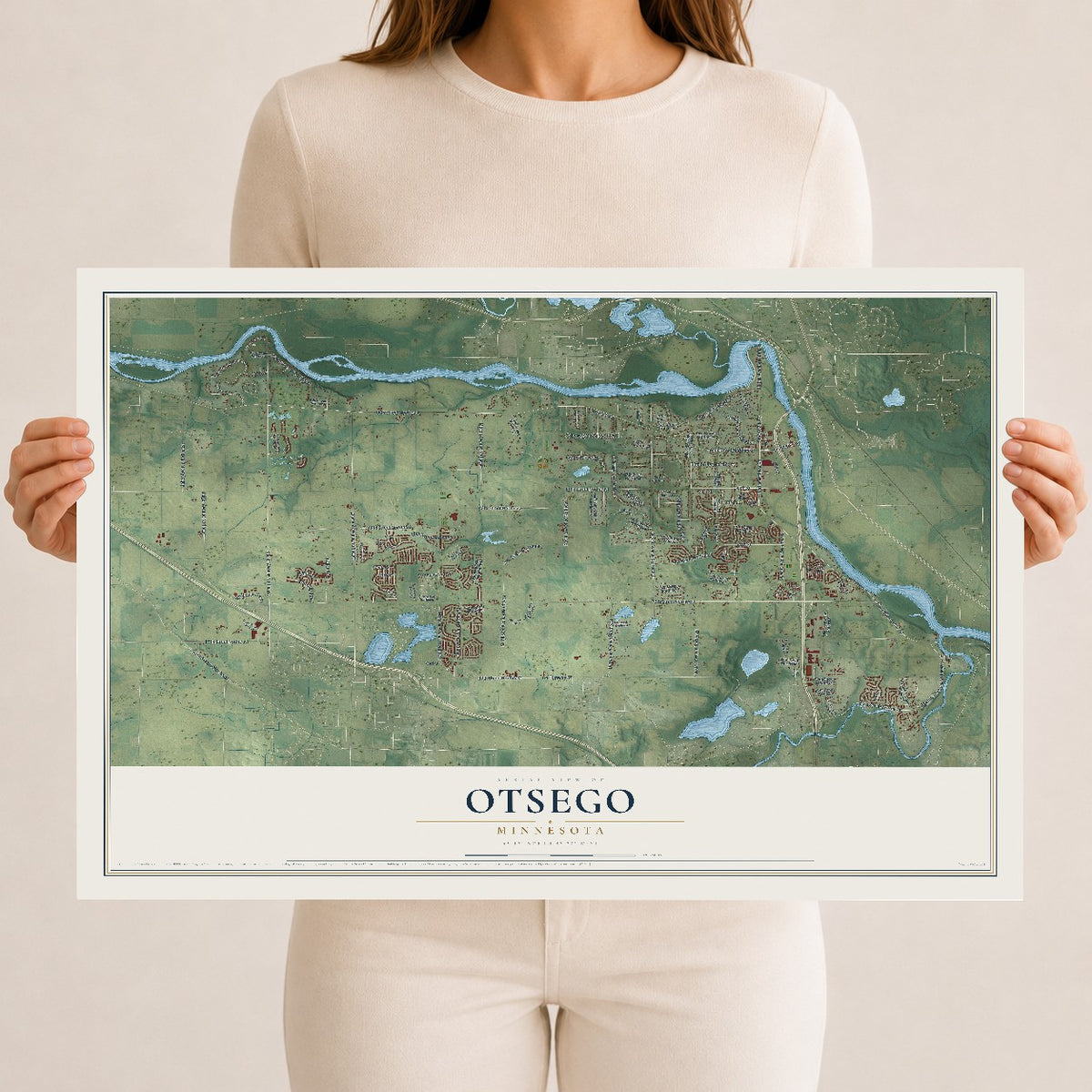 Map of Otsego, Minnesota, 12 x 18 inch unframed archival matte print