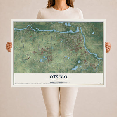 Map of Otsego, Minnesota, 24 x 36 inch unframed archival matte print