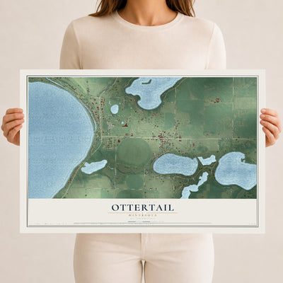 Map of Ottertail, Minnesota, 12 x 18 inch unframed archival matte print