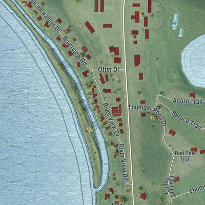 Close-up of the map of Ottertail, Minnesota print showing street and building detail
