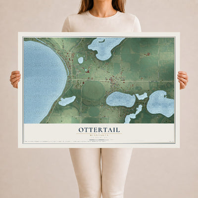 Map of Ottertail, Minnesota, 24 x 36 inch unframed archival matte print