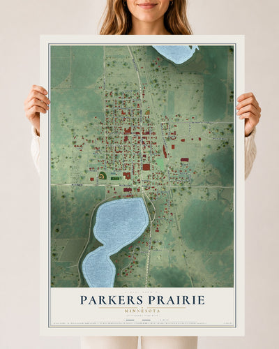Map of Parkers Prairie, Minnesota, 24 x 36 inch unframed archival matte print