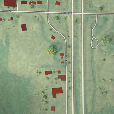 Close-up of the map of Pease, Minnesota print showing street and building detail