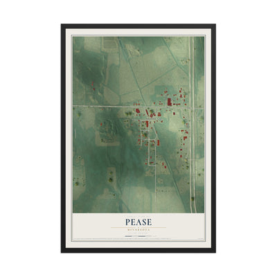 Map of Pease, Minnesota, 12 x 18 inch print in a black wood frame