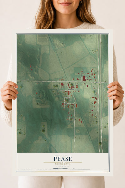 Map of Pease, Minnesota, 18 x 24 inch unframed archival matte print
