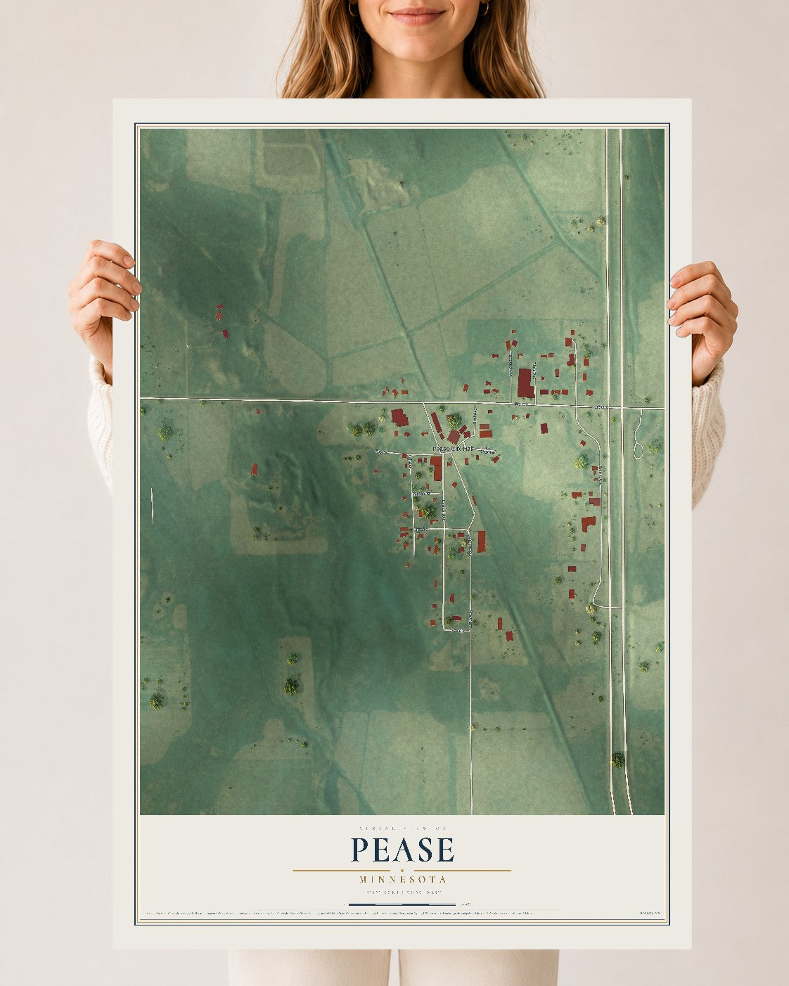 Map of Pease, Minnesota, 24 x 36 inch unframed archival matte print
