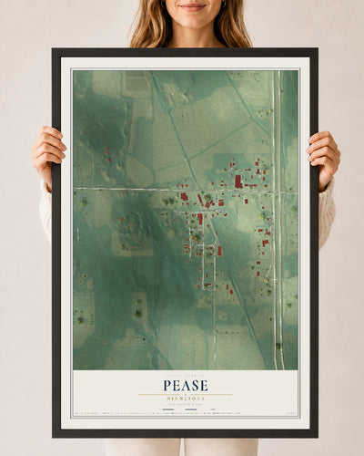 Map of Pease, Minnesota, 24 x 36 inch print in a black wood frame