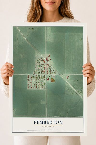 Map of Pemberton, Minnesota, 18 x 24 inch unframed archival matte print