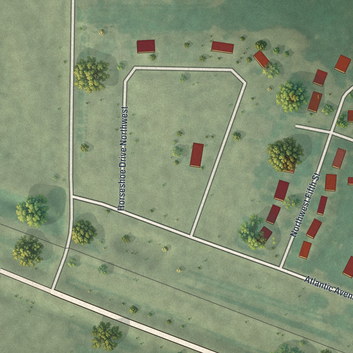 Second close-up of the map of Pennock, Minnesota print showing more streets and buildings