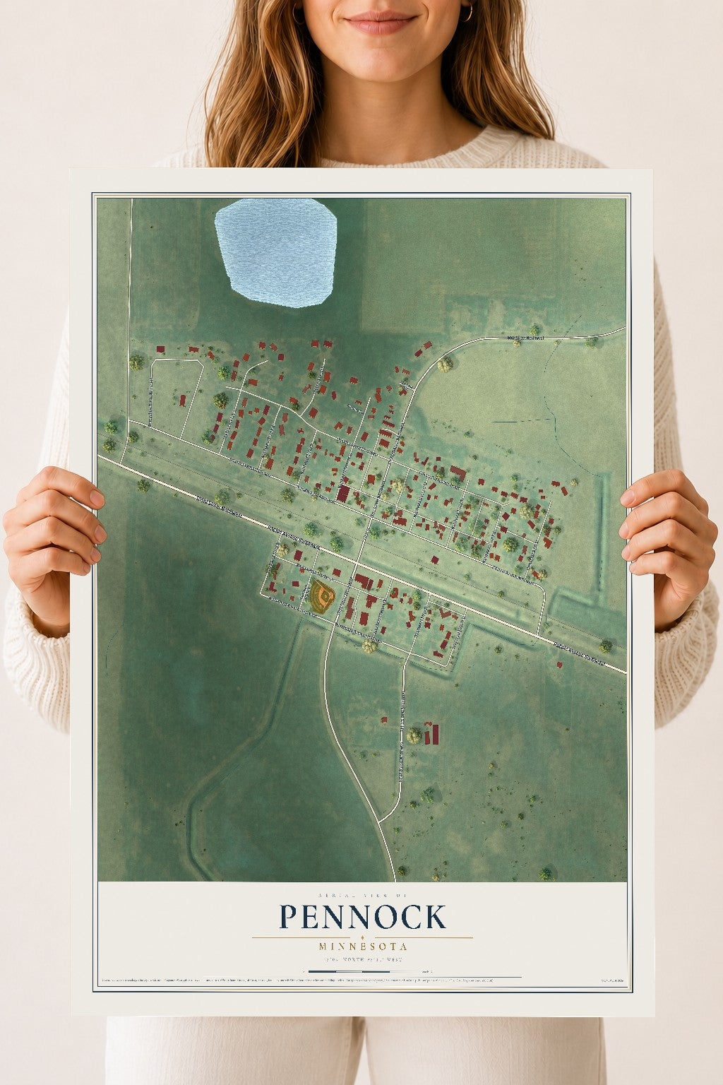 Map of Pennock, Minnesota, 18 x 24 inch unframed archival matte print