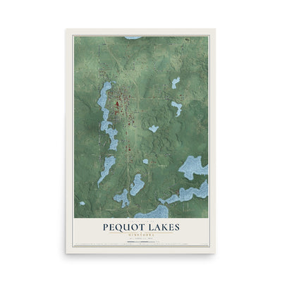 Map of Pequot Lakes, Minnesota, 12 x 18 inch unframed archival matte print