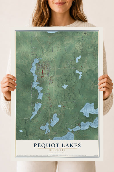 Map of Pequot Lakes, Minnesota, 18 x 24 inch unframed archival matte print