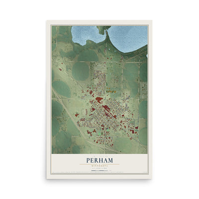 Map of Perham, Minnesota, 12 x 18 inch unframed archival matte print