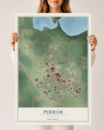 Map of Perham, Minnesota, 24 x 36 inch unframed archival matte print
